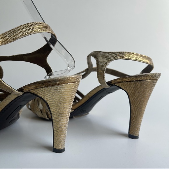 ETIENNE AIGNER Gold Strappy Heels - Picture 5 of 11